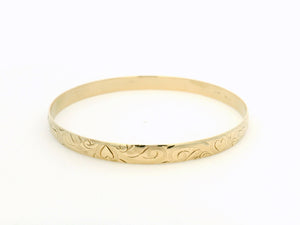 ANTIQUE ETCHED BANGLE 9ct GOLD