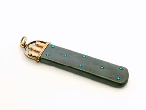 ANTIQUE ENAMEL GEM SET FOB PENCIL CASE