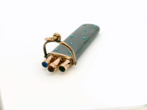 ANTIQUE ENAMEL GEM SET FOB PENCIL CASE