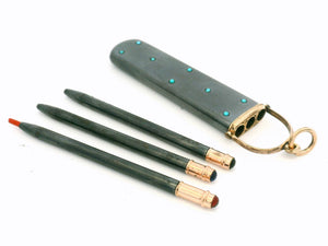 ANTIQUE ENAMEL GEM SET FOB PENCIL CASE