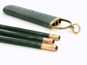ANTIQUE ENAMEL GEM SET FOB PENCIL CASE