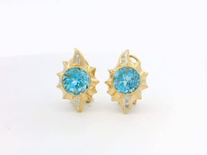 VINTAGE TOPAZ & DIAMOND EARRINGS 14ct GOLD