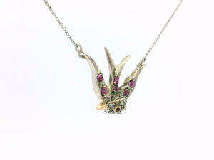 ANTIQUE RUBY & DIAMOND SWALLOW NECKLACE PLATINUM, 9ct GOLD & SILVER