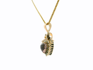 ANTIQUE EDWARDIAN AMETHYST HEART & SEED PEARL PENDANT 9ct GOLD