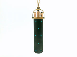 ANTIQUE ENAMEL GEM SET FOB PENCIL CASE