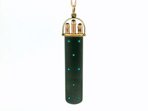 ANTIQUE ENAMEL GEM SET FOB PENCIL CASE