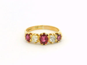 ANTIQUE EDWARDIAN RUBY & DIAMOND RING 18ct GOLD