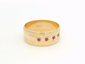 VINTAGE RUBY STARBURST RING 9ct GOLD