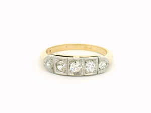 ANTIQUE ART DECO FIVE STONE .63ct DIAMOND RING 14ct GOLD