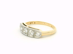 ANTIQUE ART DECO FIVE STONE .63ct DIAMOND RING 14ct GOLD