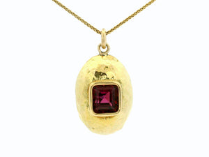 VINTAGE 5ct RHODOLITE GARNET PENDANT 18ct GOLD