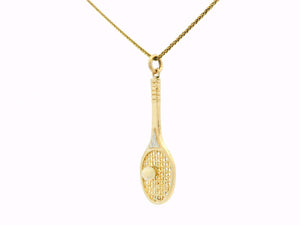 RETRO SOLID OPAL TENNIS RACKET PENDANT 9ct GOLD