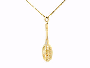 RETRO SOLID OPAL TENNIS RACKET PENDANT 9ct GOLD