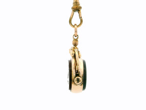 ANTIQUE VICTORIAN CARNELIAN INTAGLIO & BLOODSTONE SEAL FOB SPINNER 9ct GOLD