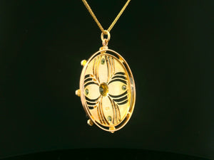 ANTIQUE EDWARDIAN PERIDOT & SEED PEARL PENDANT 9ct GOLD