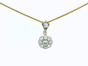 ANTIQUE EDWARDIAN .85ct DIAMOND DAISY PENDANT 18ct WHITE GOLD