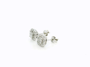 VINTAGE .50ct CLUSTER EARRINGS 9ct WHITE GOLD