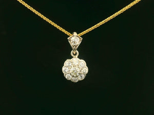 ANTIQUE EDWARDIAN .85ct DIAMOND DAISY PENDANT 18ct WHITE GOLD