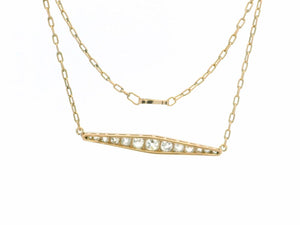 ANTIQUE EDWARDIAN 1.27ct DIAMOND BAR PENDANT SILVER & 9ct GOLD