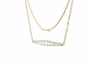 ANTIQUE EDWARDIAN 1.27ct DIAMOND BAR PENDANT SILVER & 9ct GOLD
