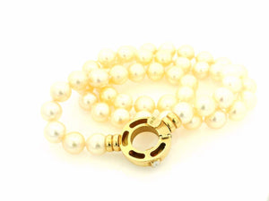 VINTAGE PEARL & DIAMOND NECKLACE 18ct GOLD