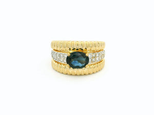 VINTAGE 1.27ct PARTI SAPPHIRE & DIAMOND RING 18ct GOLD
