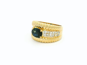 VINTAGE 1.27ct PARTI SAPPHIRE & DIAMOND RING 18ct GOLD