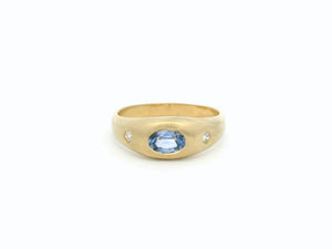 R&V CUSTOM SAPPHIRE & DIAMOND RING 9ct GOLD