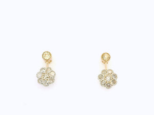 ANTIQUE EDWARDIAN .80ct DIAMOND EARRINGS 9ct GOLD