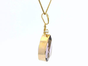ANTIQUE EDWARDIAN AMETHYST & SEED PEARL PENDANT 14ct GOLD