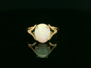 R&V CUSTOM SOLID OPAL RING 9ct YELLOW GOLD