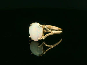 R&V CUSTOM SOLID OPAL RING 9ct YELLOW GOLD