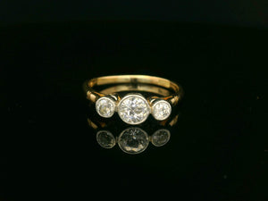 ANTIQUE ART DECO .64ct DIAMOND TRILOGY 18ct GOLD & PLATINUM