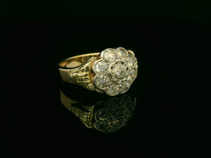 ANTIQUE 1.25ct DAIMOND DAISY CLUSTER RING 14ct GOLD & PLATINUM