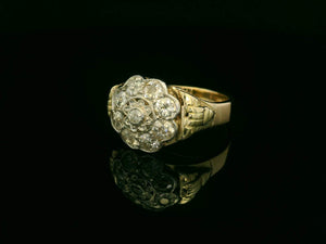 ANTIQUE 1.25ct DAIMOND DAISY CLUSTER RING 14ct GOLD & PLATINUM
