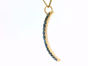 ANTIQUE EDWARDIAN SAPPHIRE CRESCENT MOON PENDANT 18ct GOLD