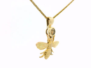 ANTIQUE BEE & COGNAC DIAMOND PENDANT 9ct GOLD