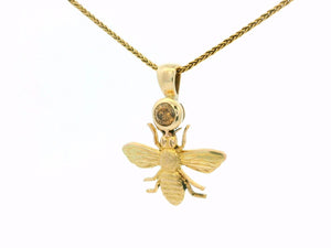 ANTIQUE BEE & COGNAC DIAMOND PENDANT 9ct GOLD