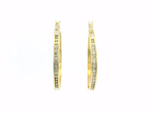 VINTAGE DIAMOND HOOPS 9ct YELLOW GOLD