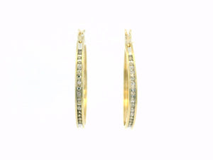 VINTAGE DIAMOND HOOPS 9ct YELLOW GOLD