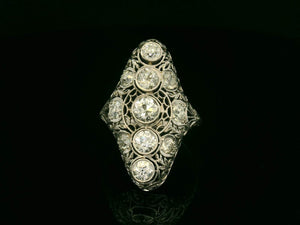ANTIQUE ART DECO 2ct DIAMOND RING 18ct GOLD & PLATINUM