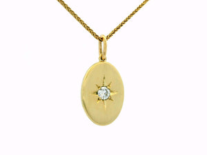 CUSTOM STARBURST SET DIAMOND PENDANT 14ct GOLD