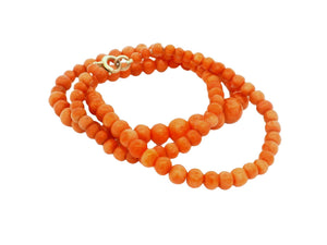 ANTIQUE EDWARDIAN SALMON CORAL NECKLACE 9ct GOLD