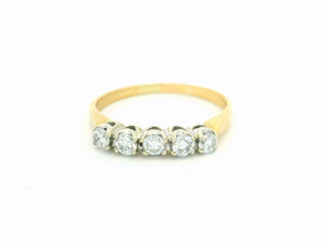 VINTAGE ART DECO .55ct FIVE STONE DIAMOND RING 18ct GOLD & PALLADIUM