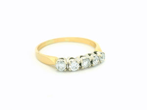 VINTAGE ART DECO .55ct FIVE STONE DIAMOND RING 18ct GOLD & PALLADIUM