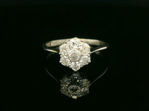 ANTIQUE EDWARDIAN DIAMOND DAISY 18ct GOLD & PLATINUM