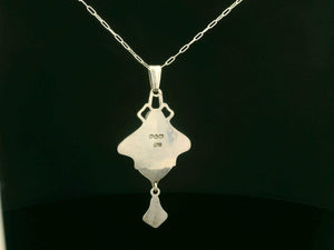 ANTIQUE ART NOUVEAU 1901 CHARLES HORNER SLIVER ENAMEL & MOONSTONE NECKLACE & CHAIN