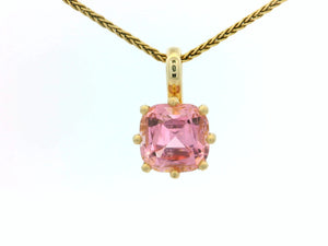 CUSHION CUT 2.40ct PINK TOURMALINE PENDANT 10ct GOLD