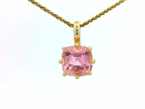 CUSHION CUT 2.40ct PINK TOURMALINE PENDANT 10ct GOLD