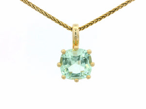 CUSHION CUT 2.40ct GREEN TOURMALINE PENDANT 10ct GOLD